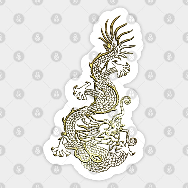 Golden Chinese Dragon Sticker by 8 Fists of Tees